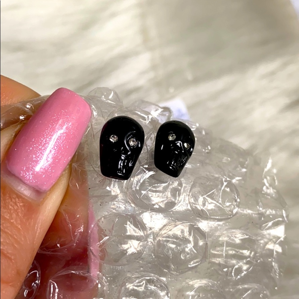 Rachel Roy Never Worn Black Skull Stud Earrings
